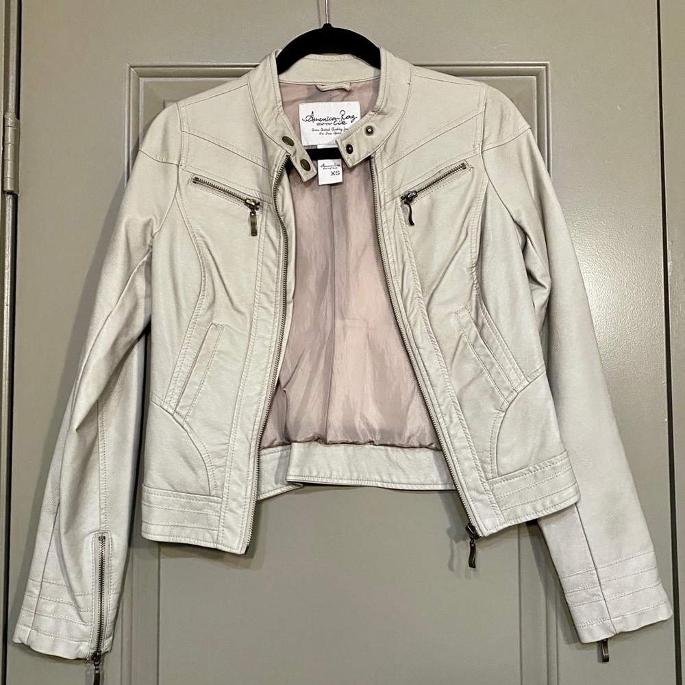 American Rag Faux Leather Beige Jacket